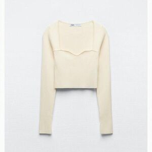 Zara Knit Ribbed Corset Long Sleeve Top